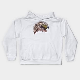 Crested Serpent-eagle watercolor Kids Hoodie